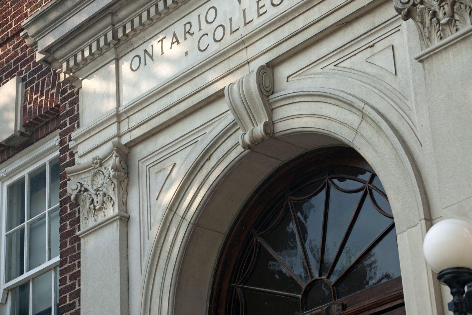 Close up of Ontario Veterinary College front window