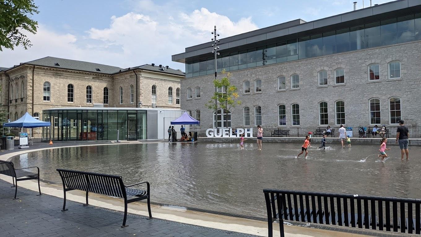 Picture of downtown Guelph city hall wading pool