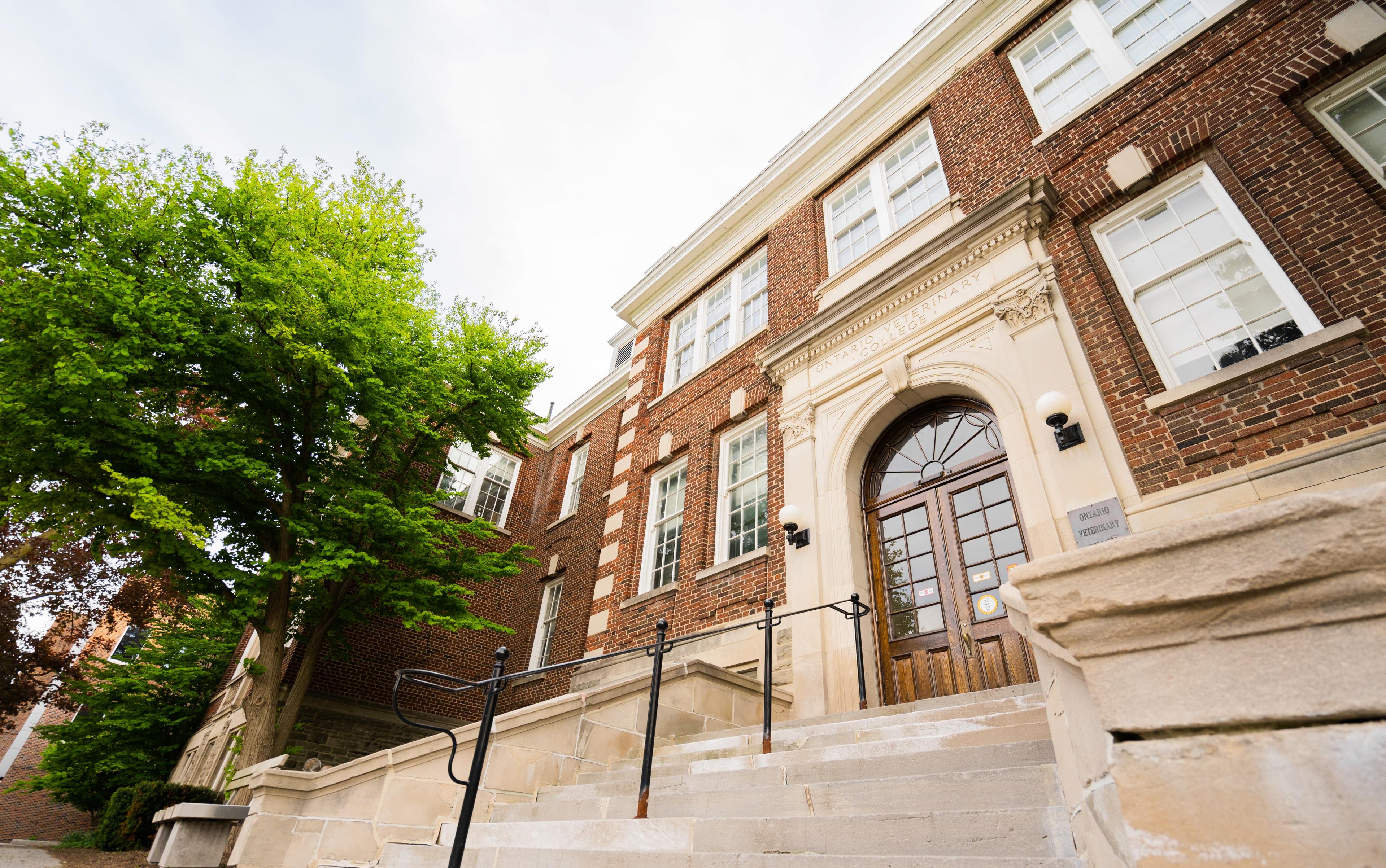 The main building of the Ontario Veterinary College is photographed on an early spring day. 