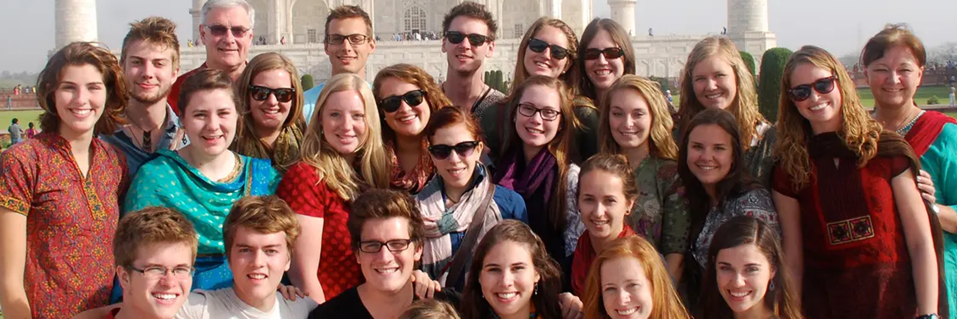 a group of students posing in India