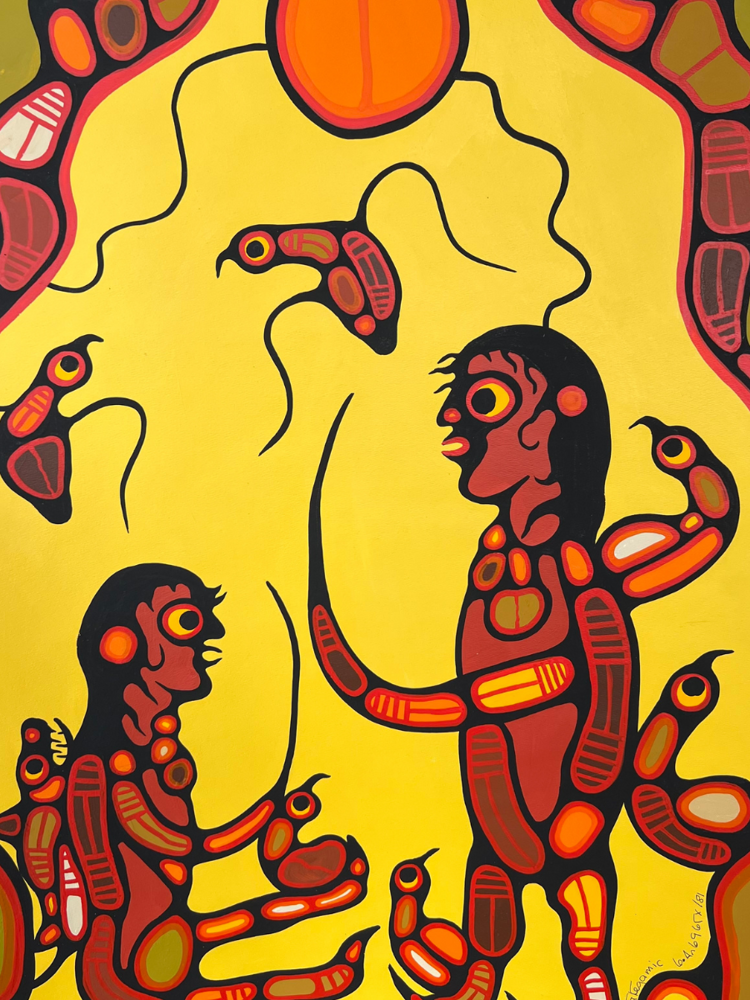 Indigenous art piece titled Teaching the Young