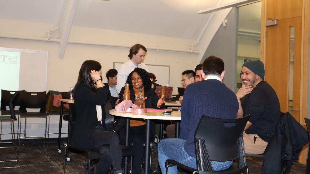 Group of students working together in the Lang building