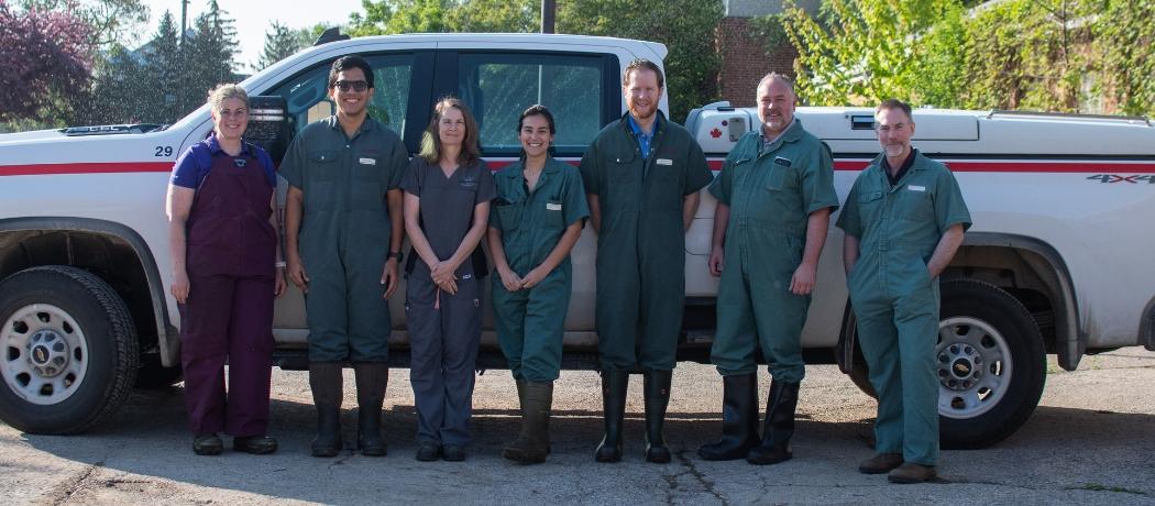 The Ruminant Field Services Team of OVC poses in front of their truck.