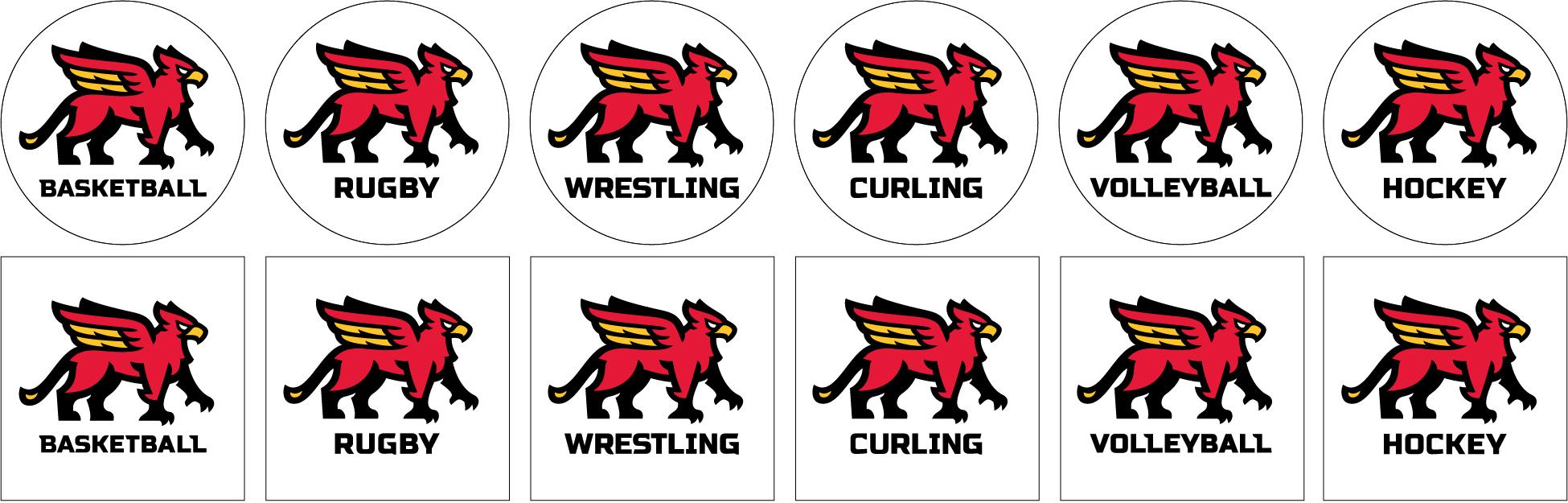Custom Guelph Gryphon social avatars for a variety of varsity teams, including basketball, rugby and wrestling.