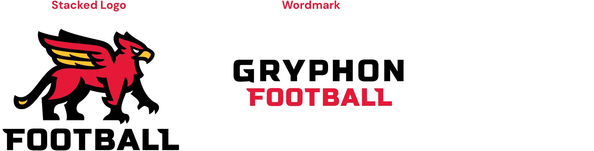 Guelph Gryphon sport-specific logos, including a stacked logo and wordmark.