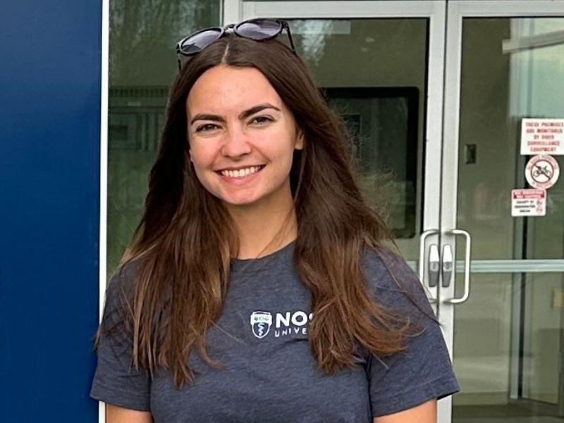 Grad Sarah Ribey outside med school