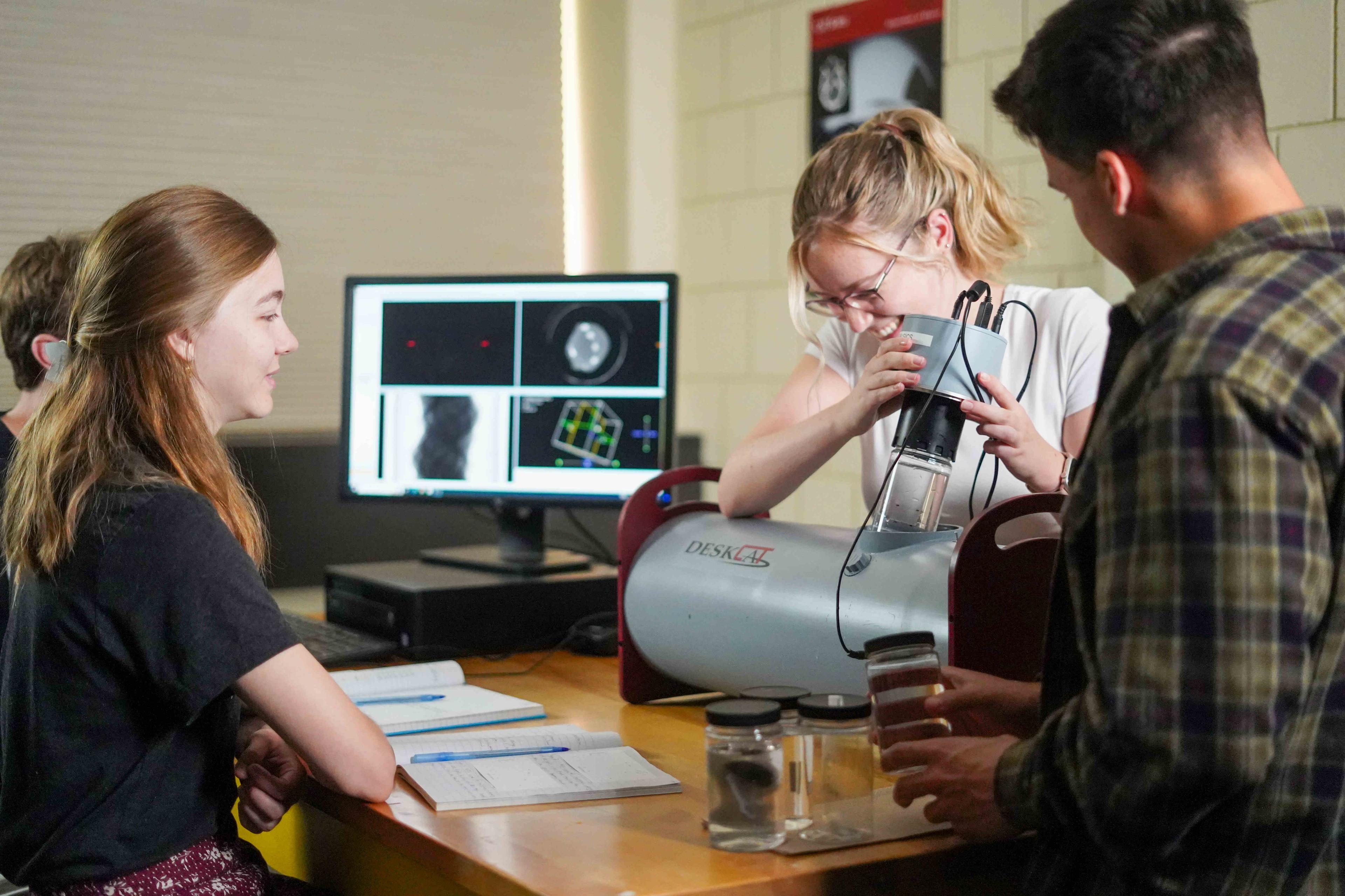Students are using an x-ray device.