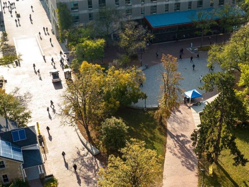 aerial shot of campus