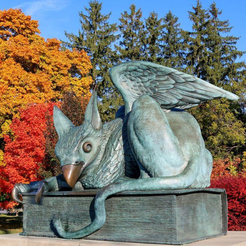 U of G Gryphon statue in the fall 