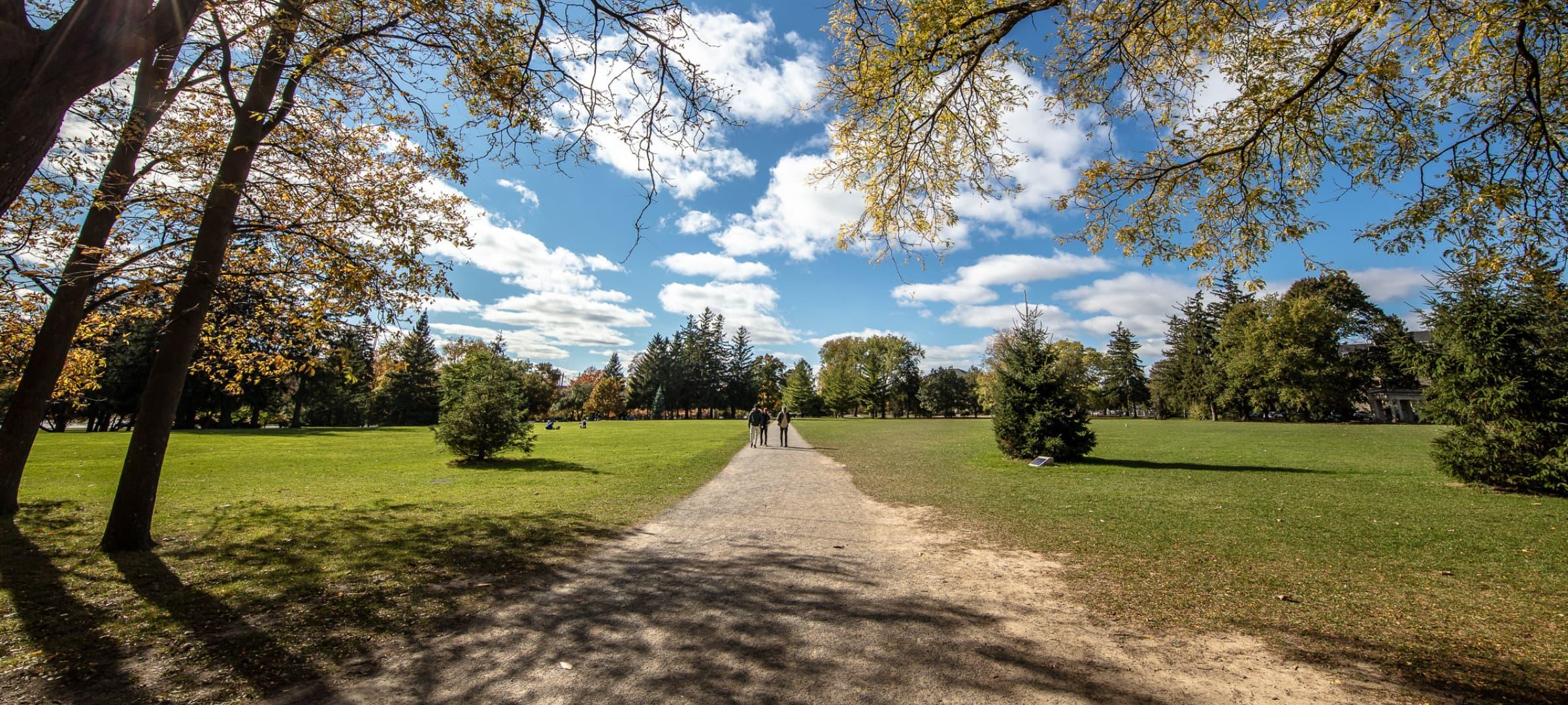 Students walking on campus