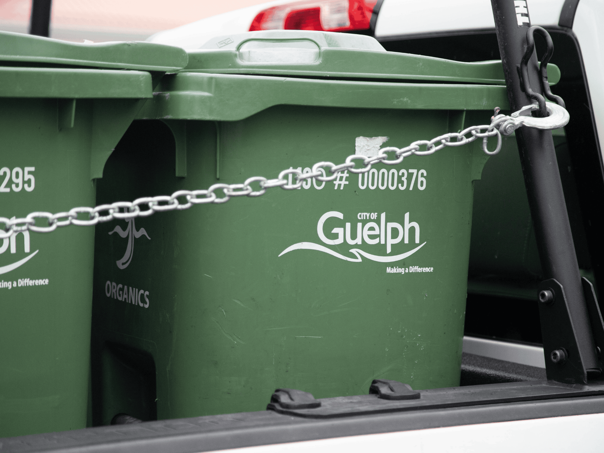 Compost bin in truck