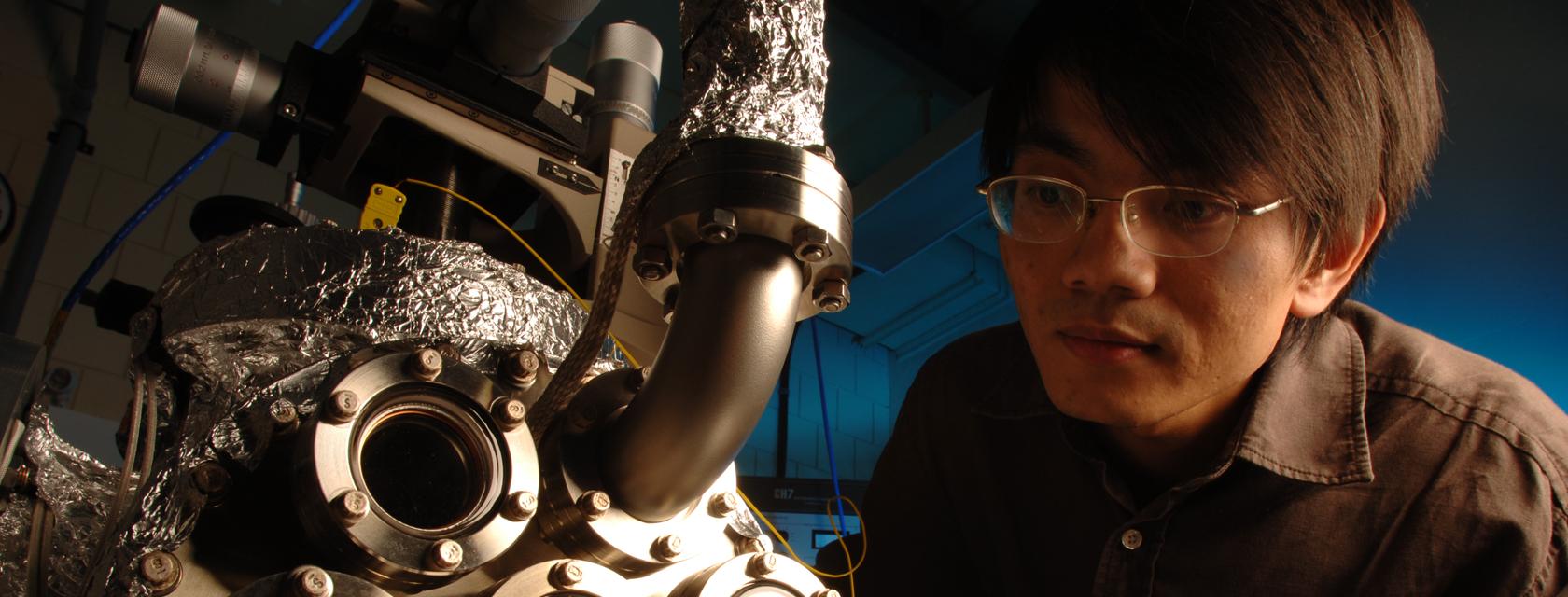 researcher working with nanoscience equipment