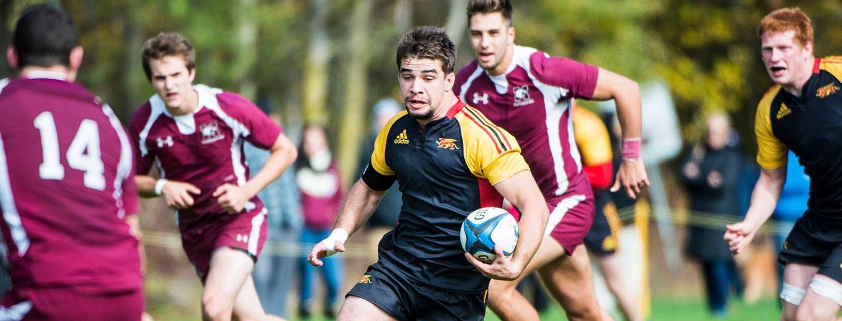 Jeremy Wright playing rugby for the Gryphons