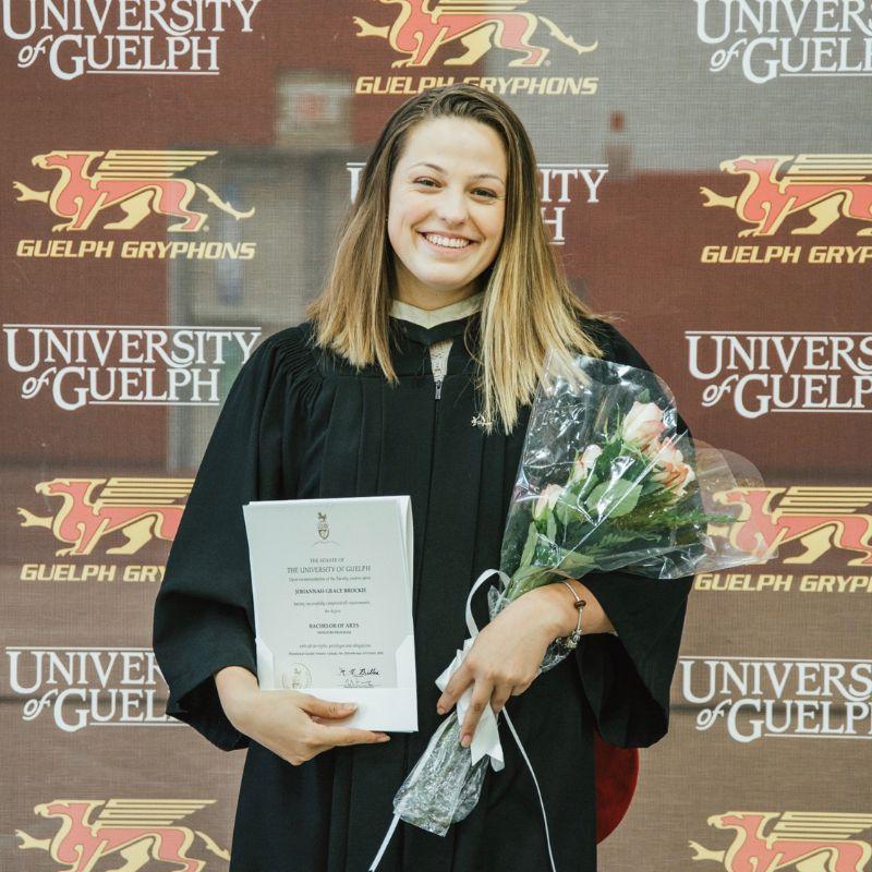 U of G Grad Johannah Brockie poses at her graduation. 