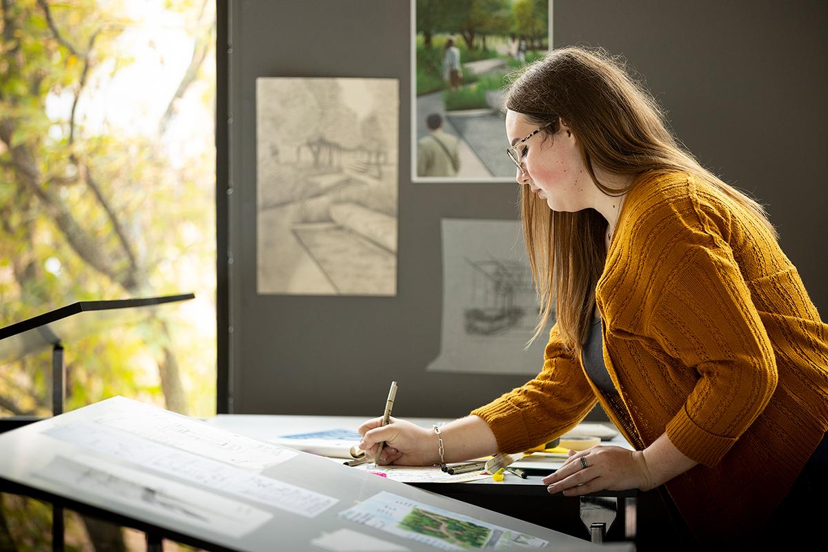 Woman drawing art sketches