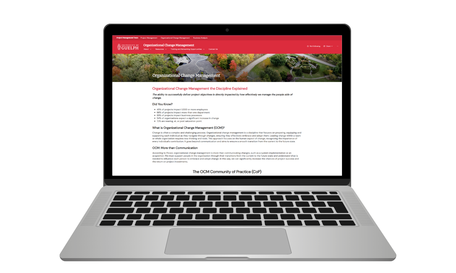 Image of OCM site displayed on laptop