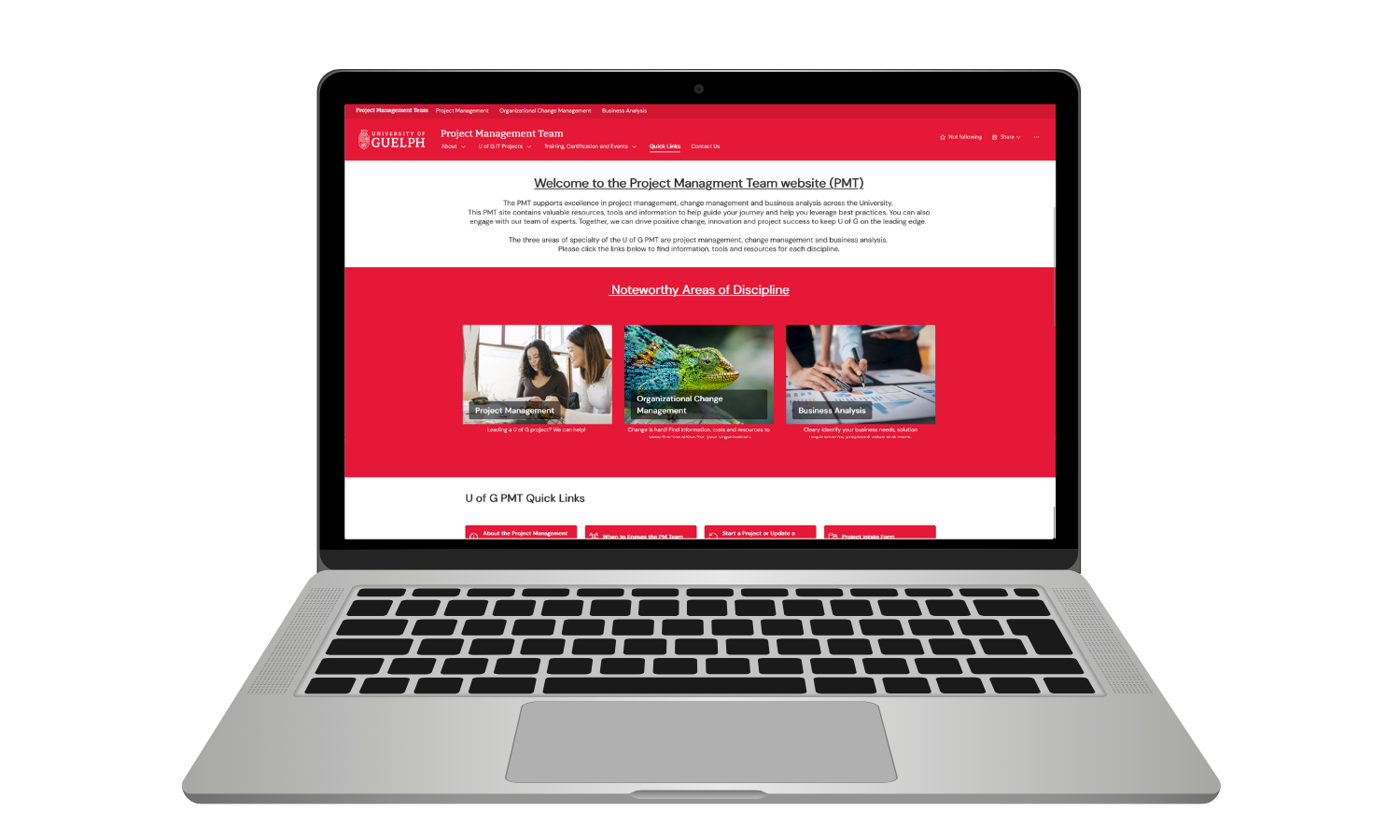Image of PMT site displayed on laptop