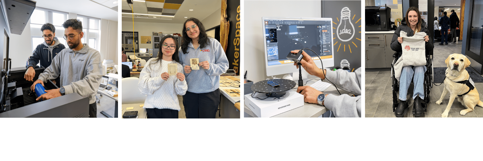 group of photos of students in Makerspace