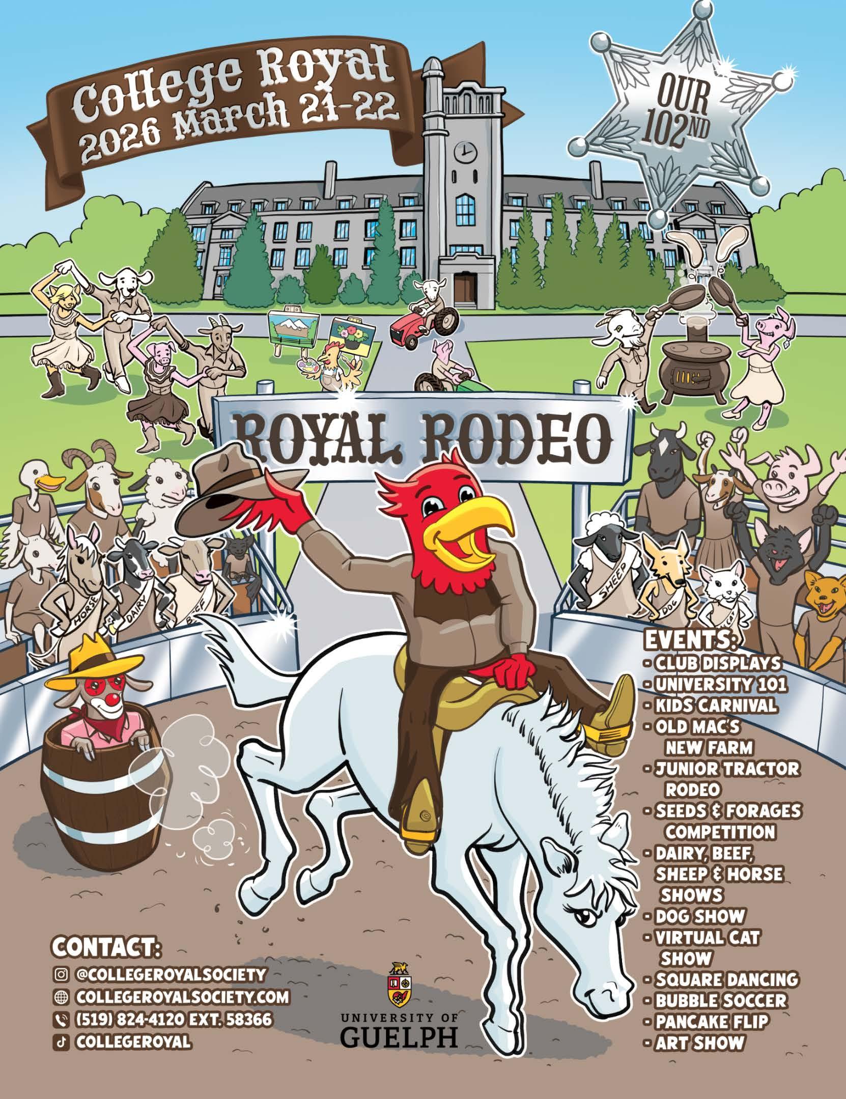 College Royal 102 anniversary advertising poster