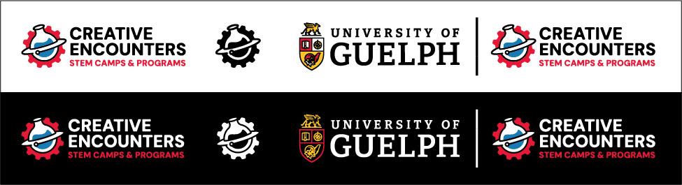 Image displaying examples of sub brand logos that are in compliance with U of G's brand guide.