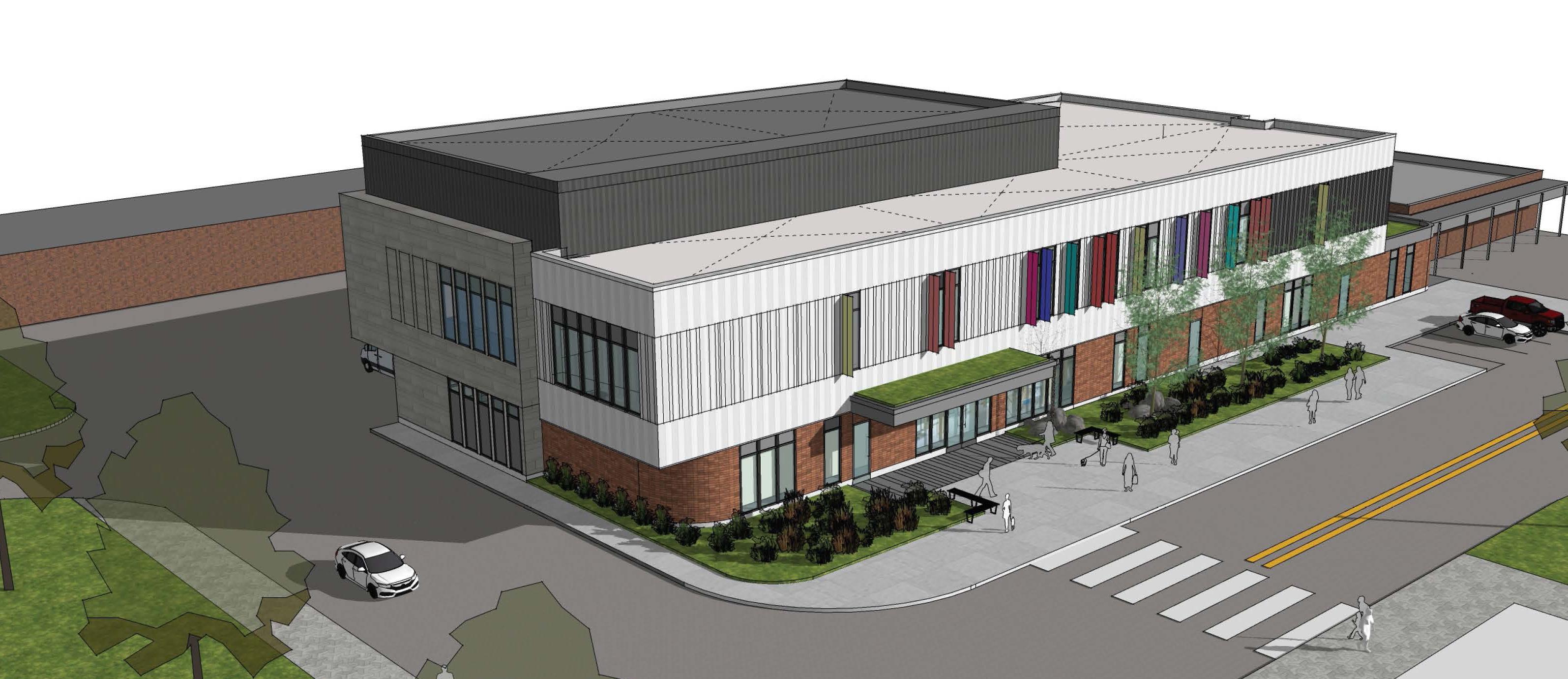 architectural rendering of the two-storey medical and surgical learning centre at OVC