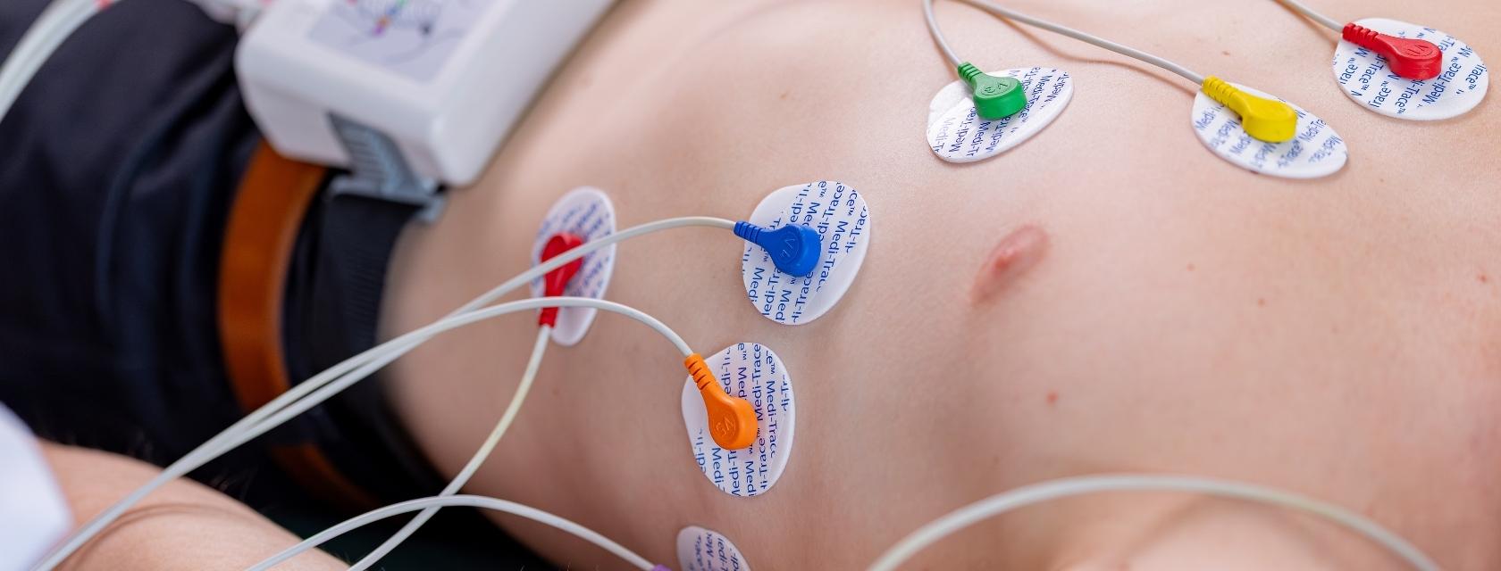 chest with sensors attached