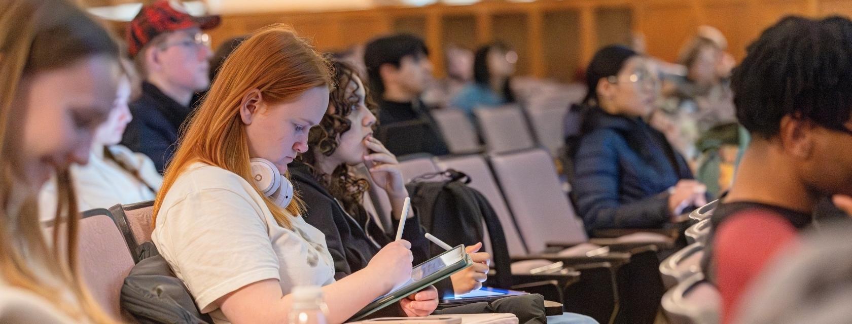 Students in a lecture in War Memorial