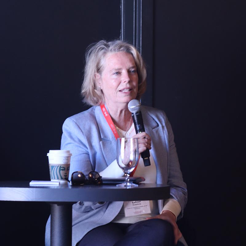Close up of female panel speaker, Kathleen Rodenburg.
