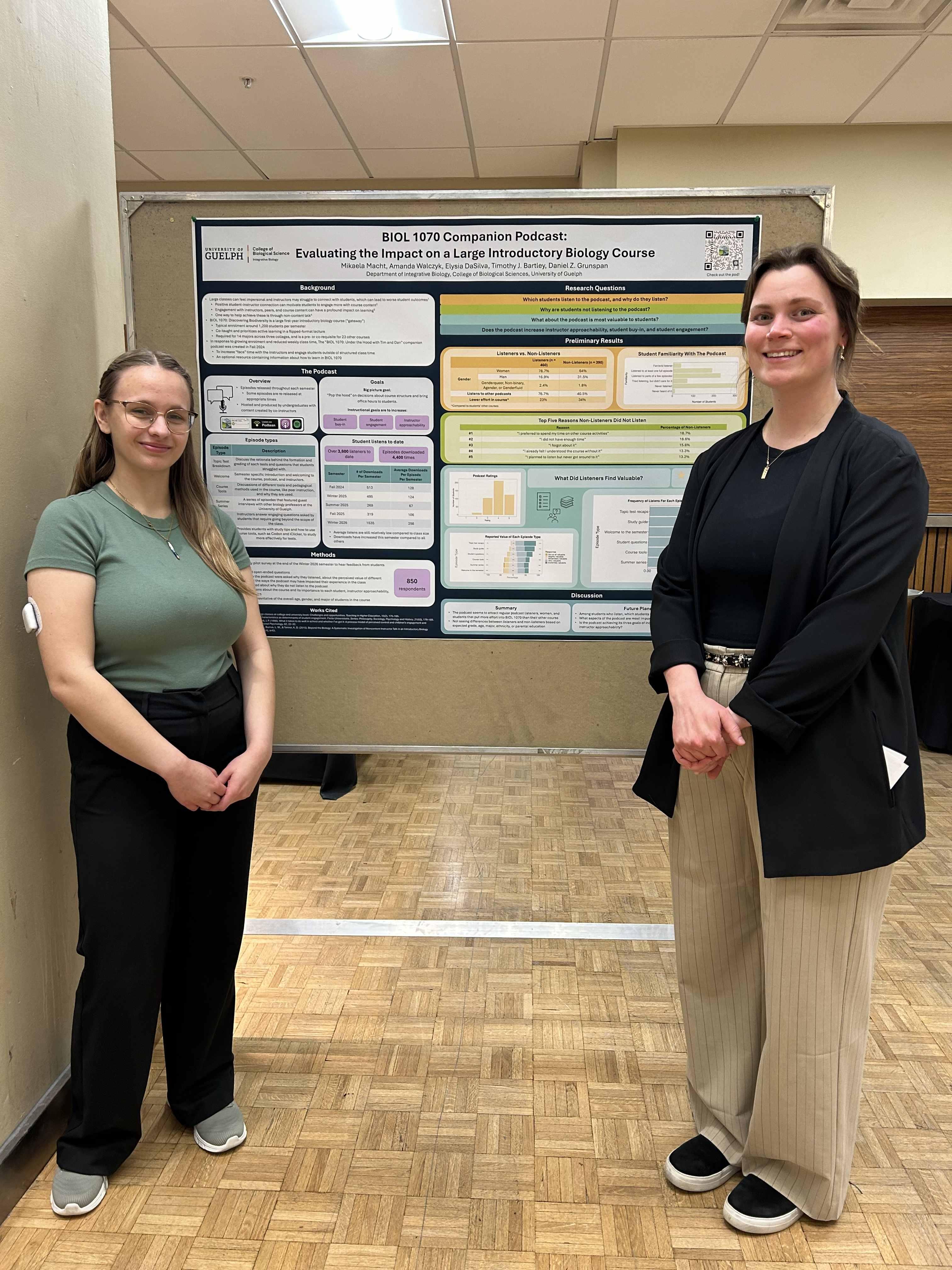 BIESP student  Mikaela Macht standing infront of a research poster