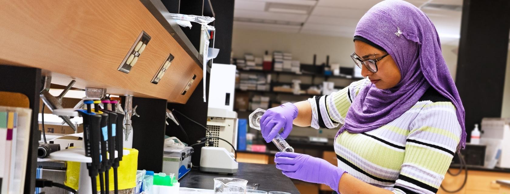 Student working in a lab
