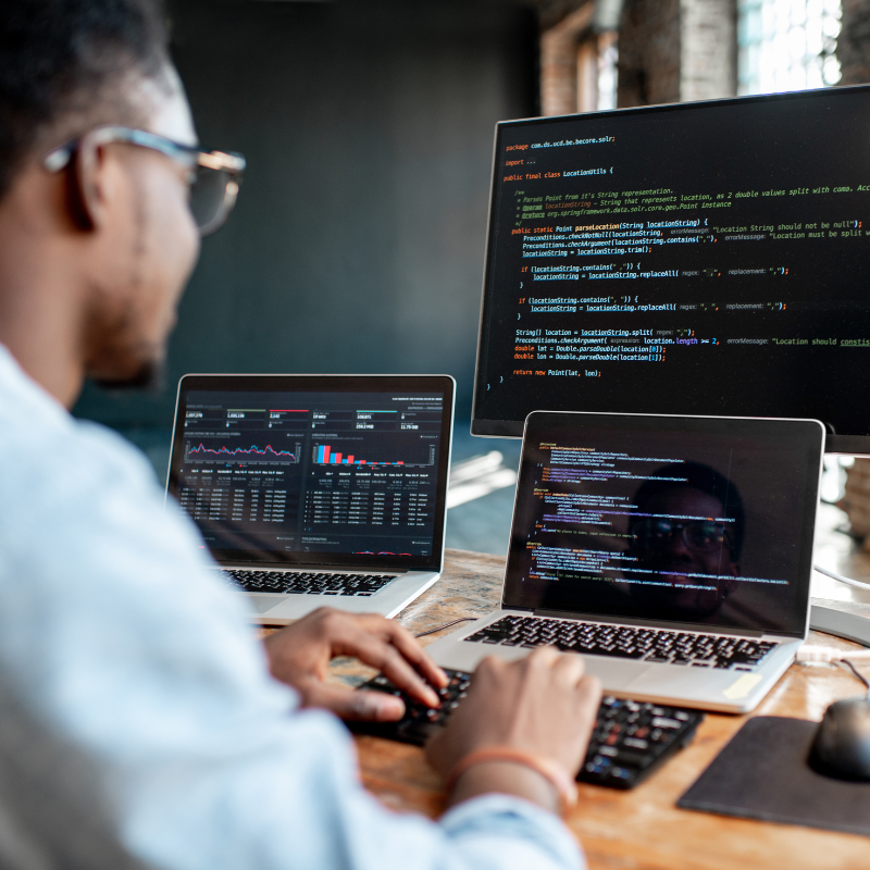 man working at computer