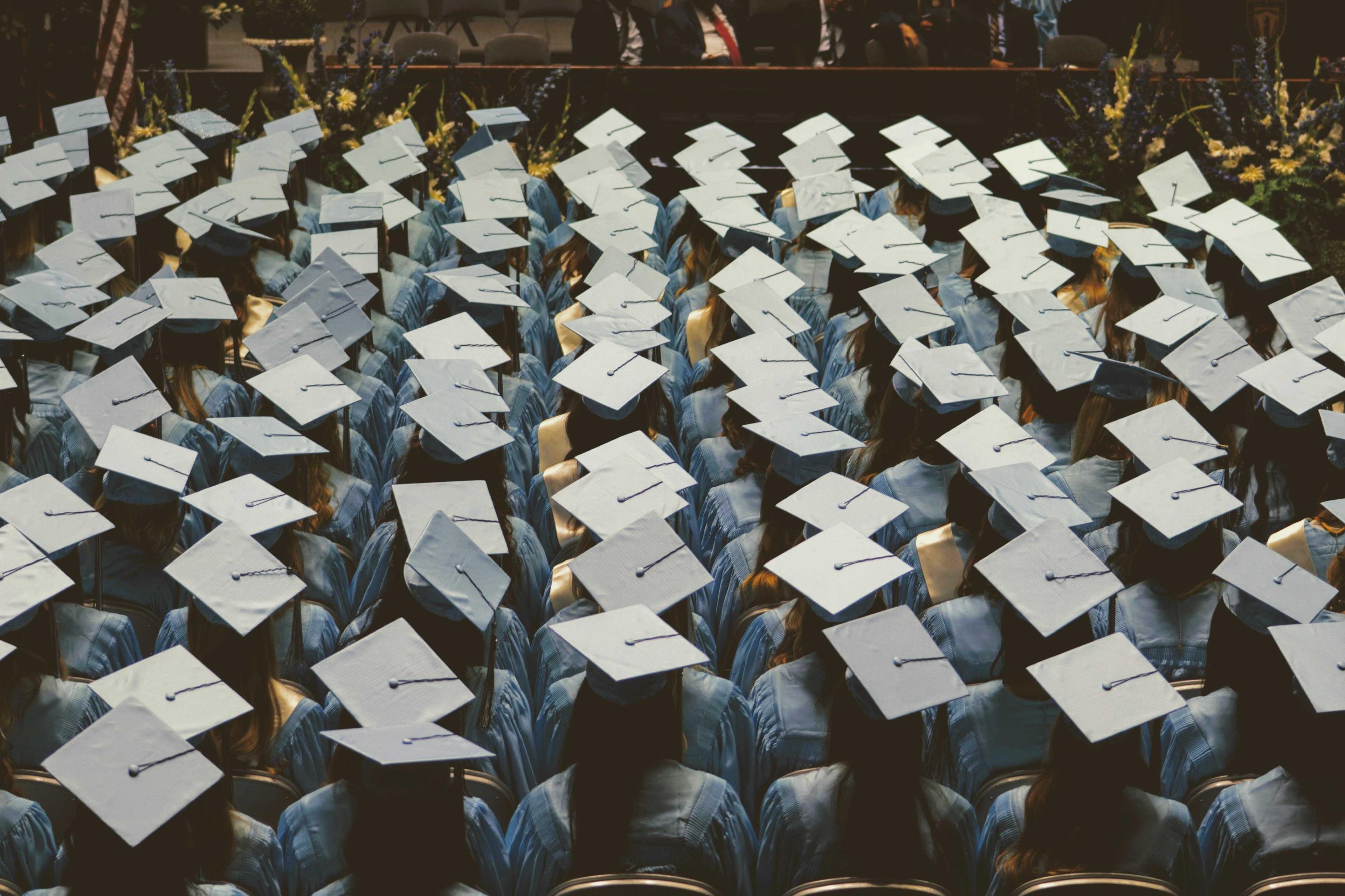 Graduation with Students in Graduation Caps