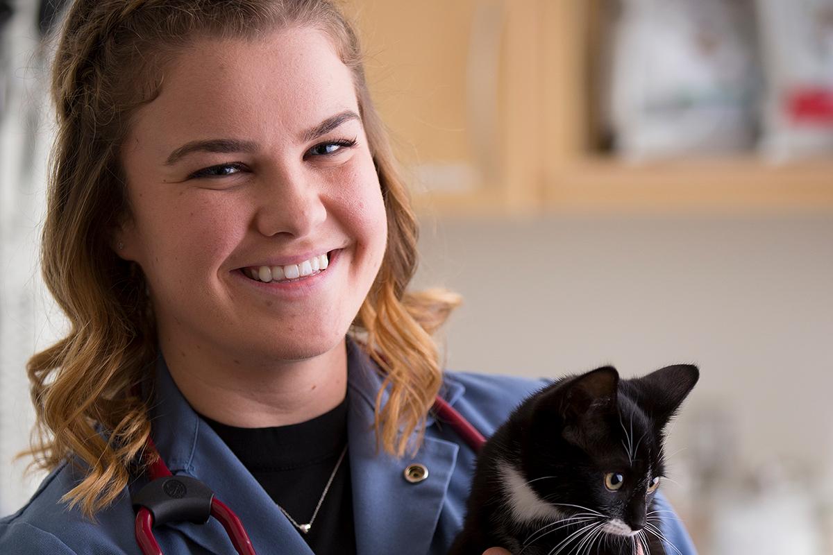 Woman holding a kitten