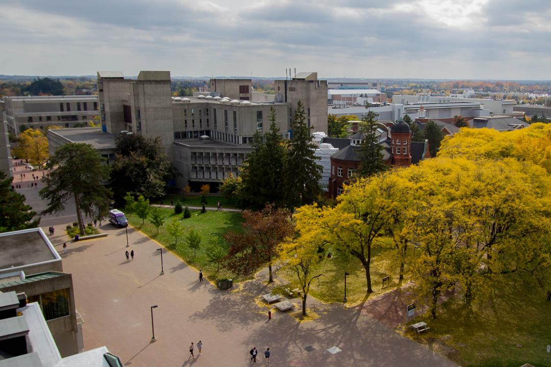 Drone image of the McLaughlin Library at U of G