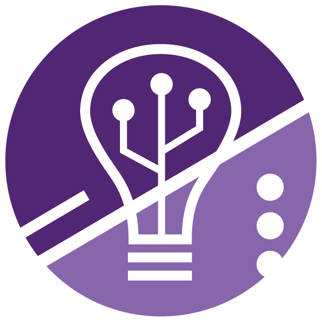 Agricultural Genomics Action Centre icon - lightbulb on a purple background with three connected dots as filament