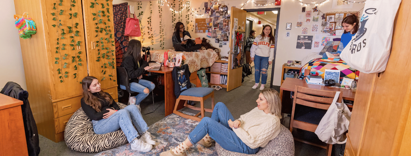 Students in a residence room