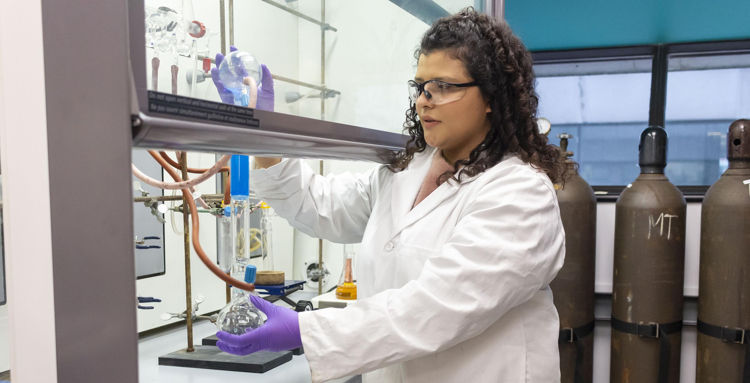 Genivieve Borg, a graduate chemistry student, working in Dr. Kathryn Preuss' lab at the University of Guelph