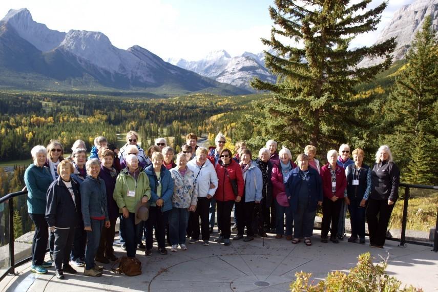 The Class of MAC '67 enjoying the mountain views around Canmore, Alberta