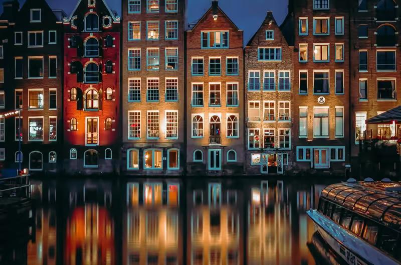 Architecture at night in the Netherlands