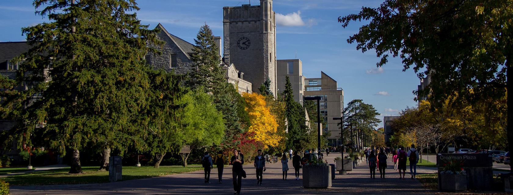 Winegard walk in front of Johnston Hall.