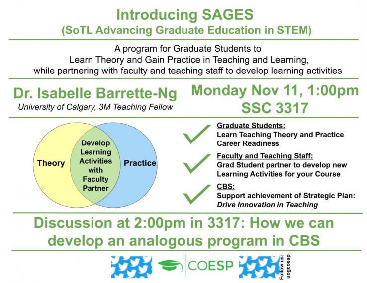 SAGES Nov 11, 2019 1:00-3:00pm, SSC 3317