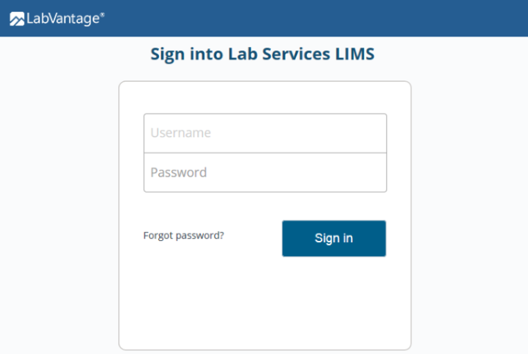LIMS Login page