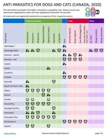 Anti Parasitics for Dogs chart