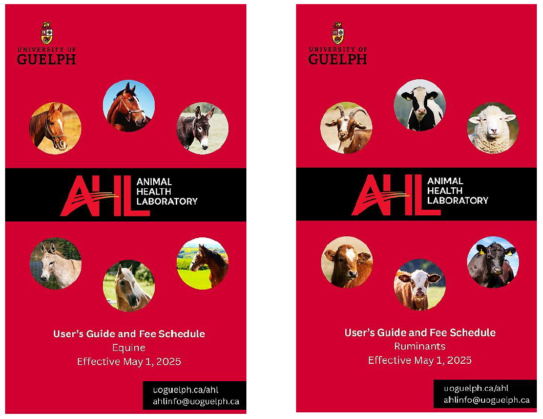 Two photos of cover of the Equine and ruminant pocket guides