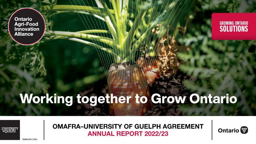 Cover image of Growing Ontario Solutions 2022/23 showing a carrot growing in the dirt