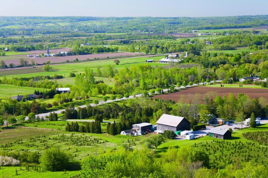 Aerial view of farm land