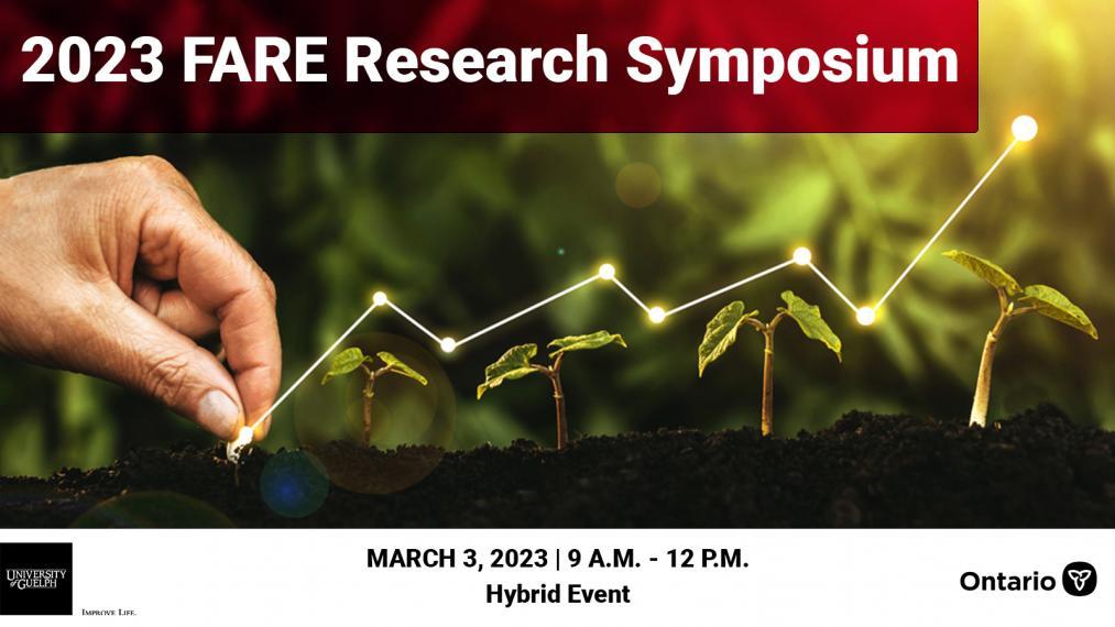 Event graphic includes the U of G and Ontario logos, and sparks of light dancing across increasing heights of seedlings