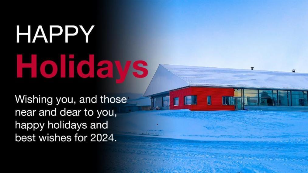 Wintery scene of the Ontario Beef Research Centre Barn 