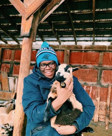 Oluwatimileyin Abolarin holding a goat