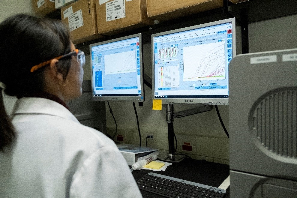 An AHL technician confirms QC parameters of PCR results